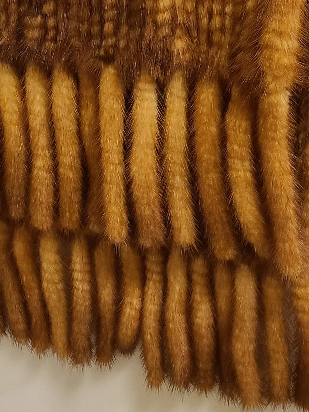 Lux Mink Genuine Fur Wide Scarf/ Shawl  in Golden Brown